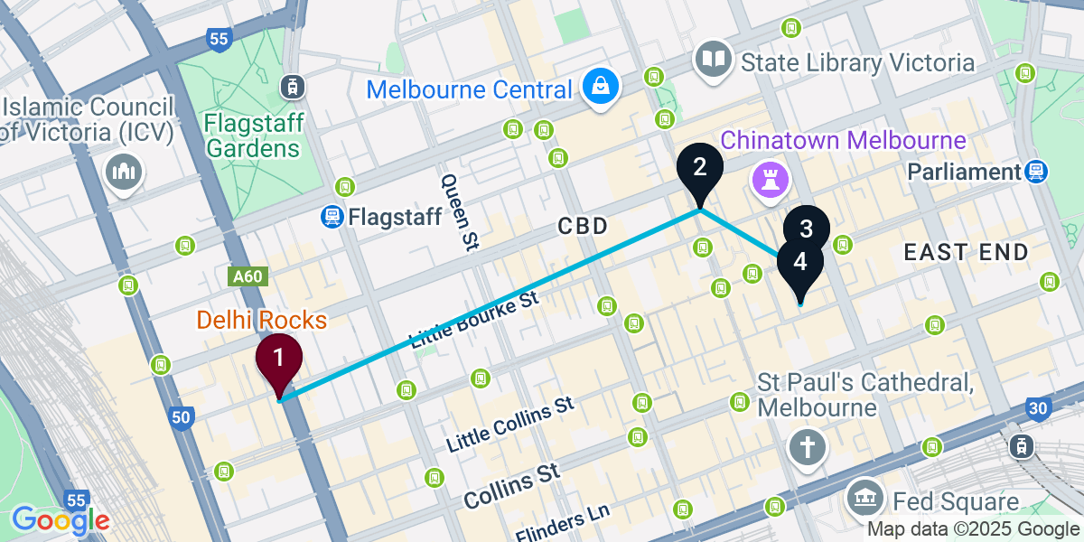 Map for Essential Melbourne Bar Crawl