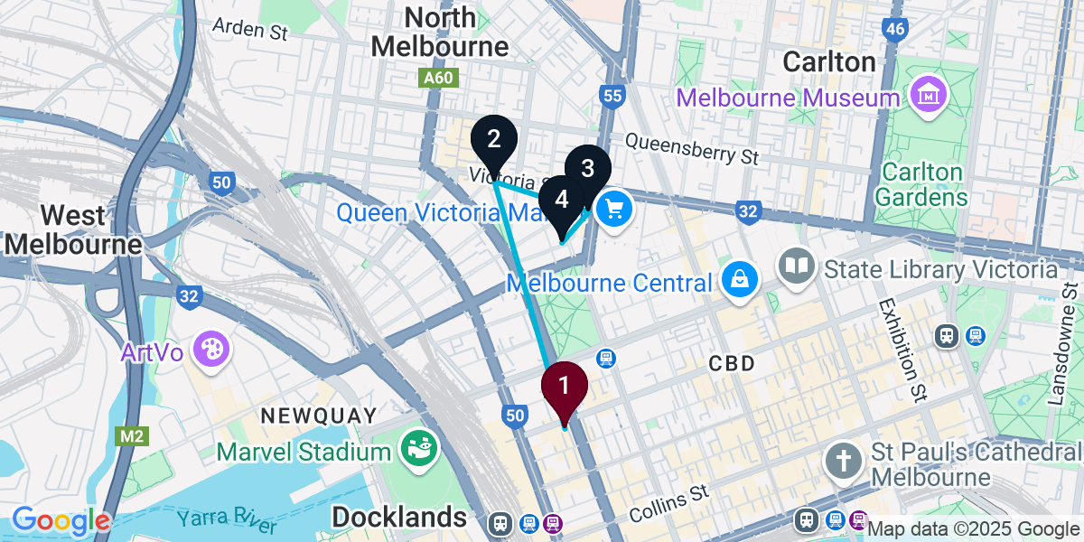 Map for Curated West Melbourne Bar Crawl