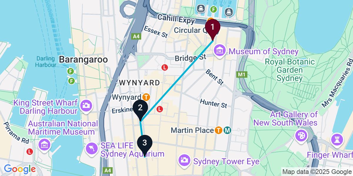 Map for 3-Stop Sydney Speakeasy Bar Crawl