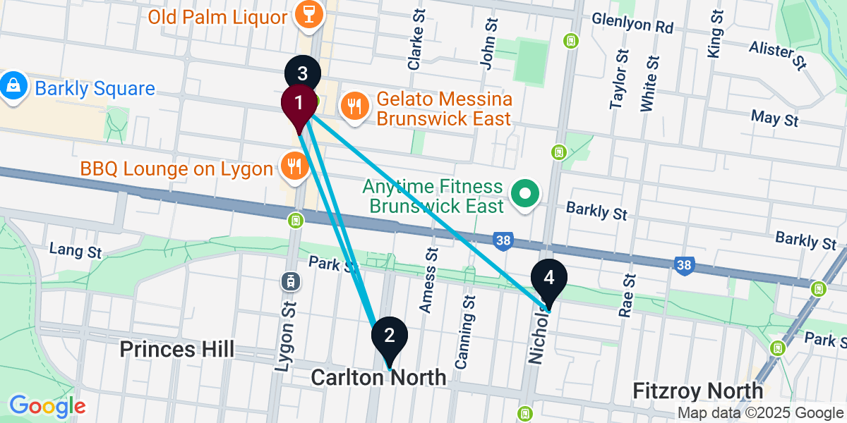 Map for Walkable Brunswick East Pub Crawl