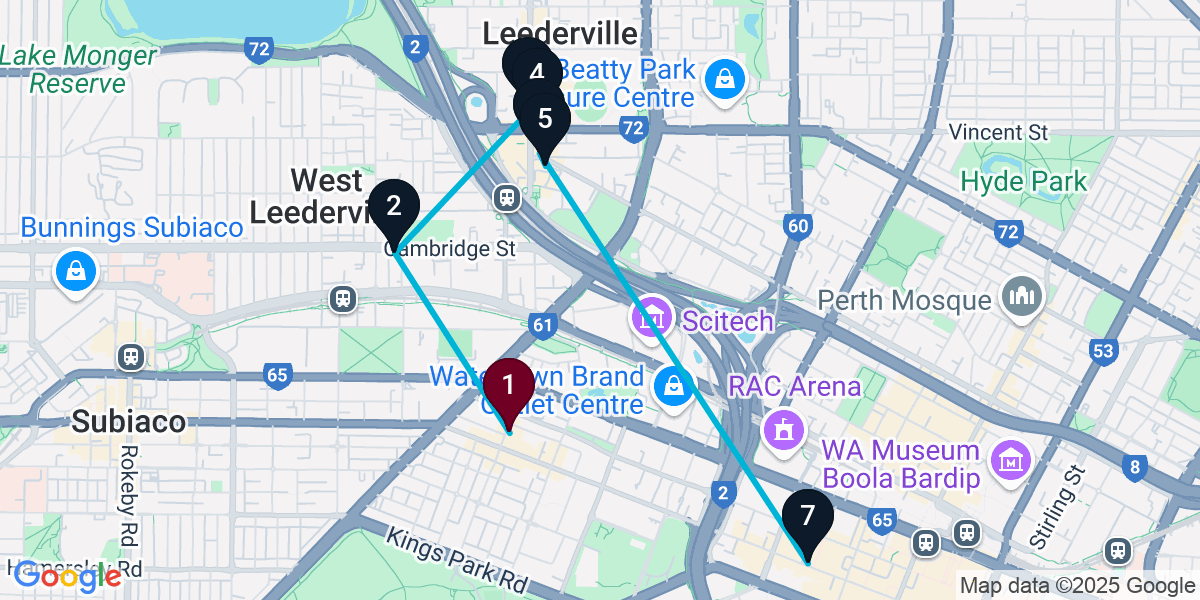 Map for 7-Stop West Perth Live music Bar Crawl