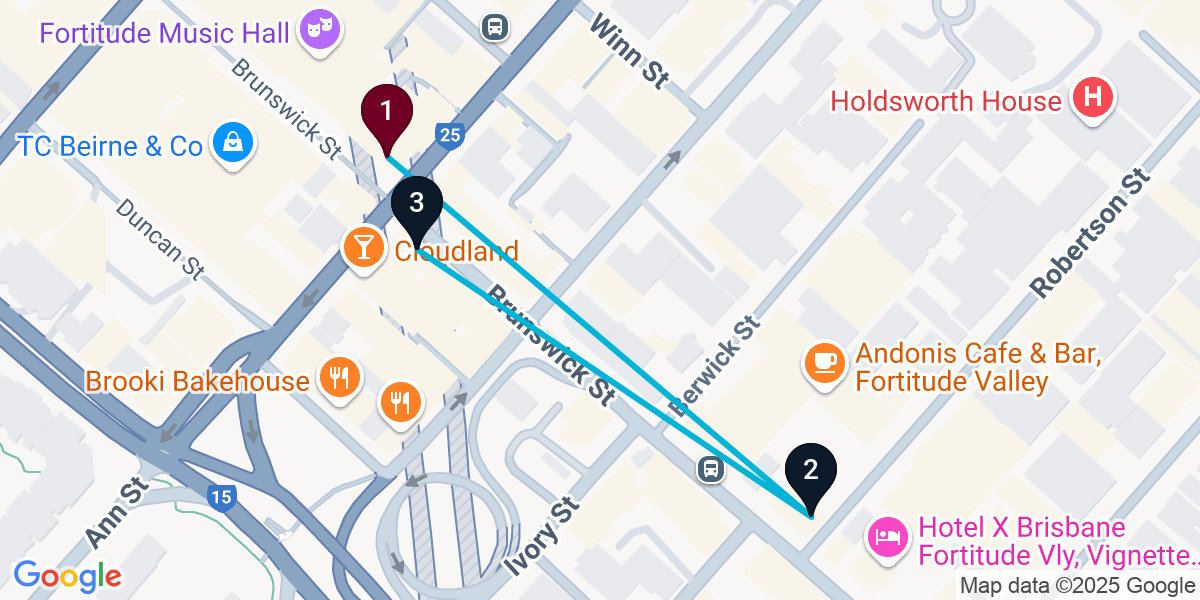 Map for Quick Fortitude Valley Pub Crawl