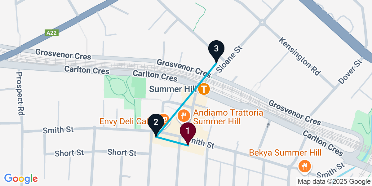 Map for 3-Stop Summer Hill Wine bar Bar Crawl