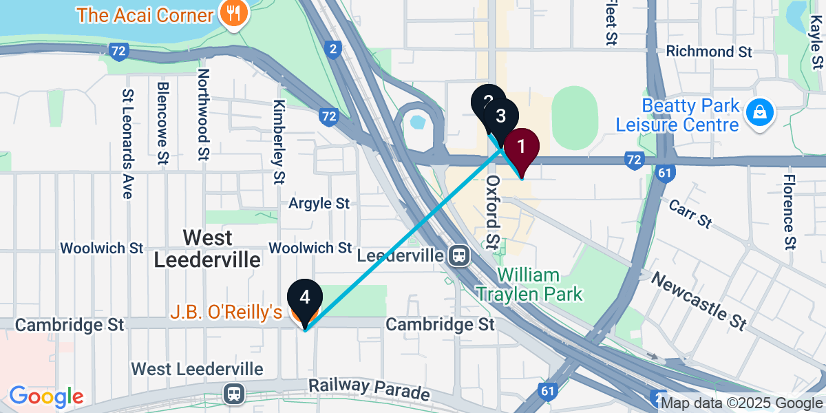 Map for 4-Stop Leederville Live music Bar Crawl