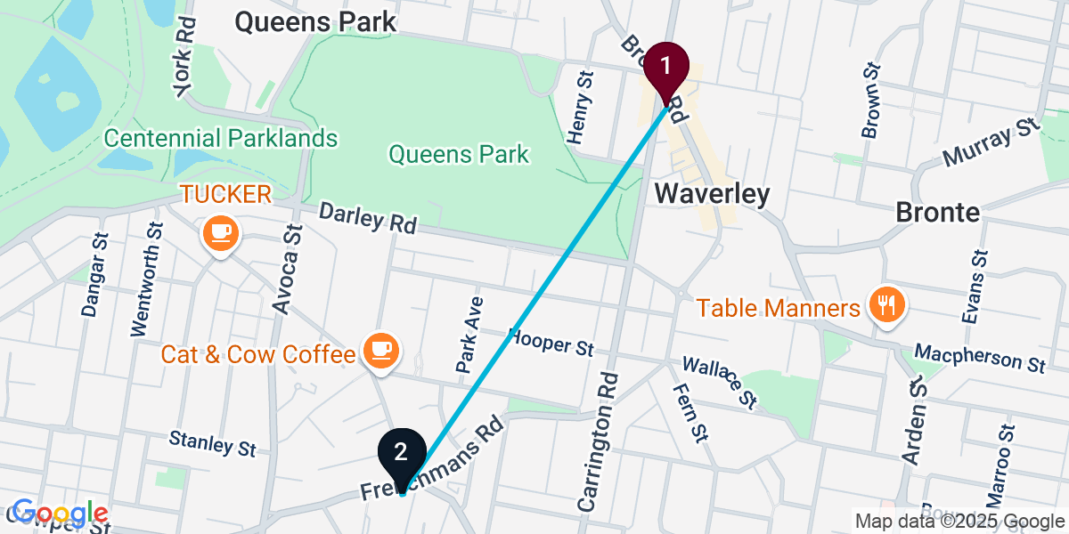 Map for 3-Stop Waverley Pub Bar Crawl