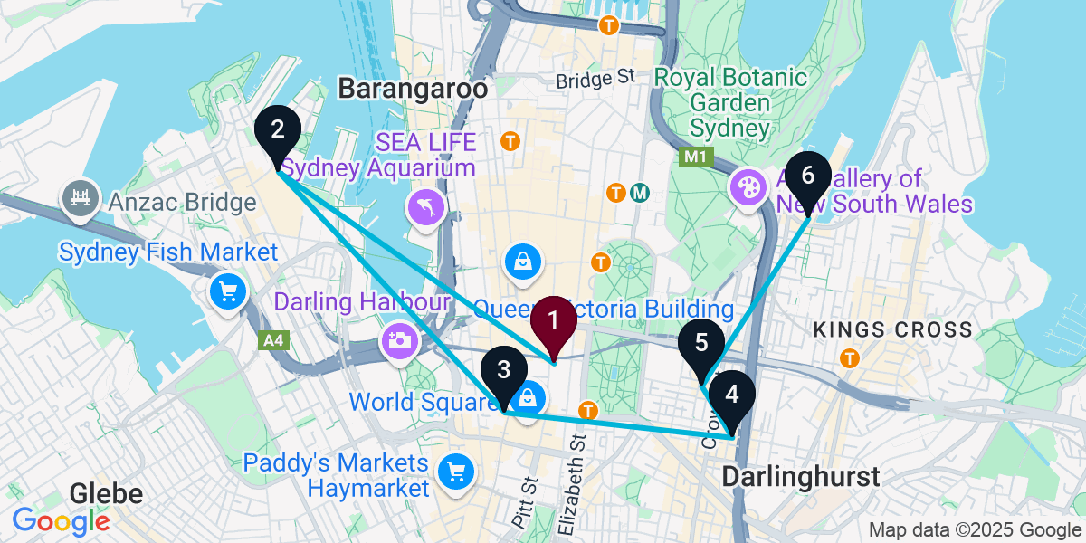 Map for 6-Stop Sydney Sports bar Bar Crawl