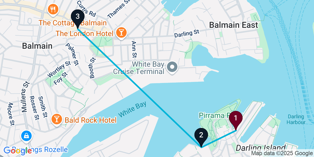 Map for 3-Stop Pyrmont Sports bar Bar Crawl