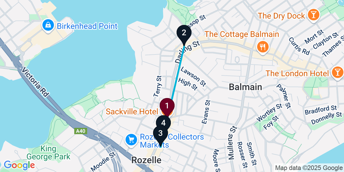 Map for 4-Stop Rozelle Wine bar Bar Crawl