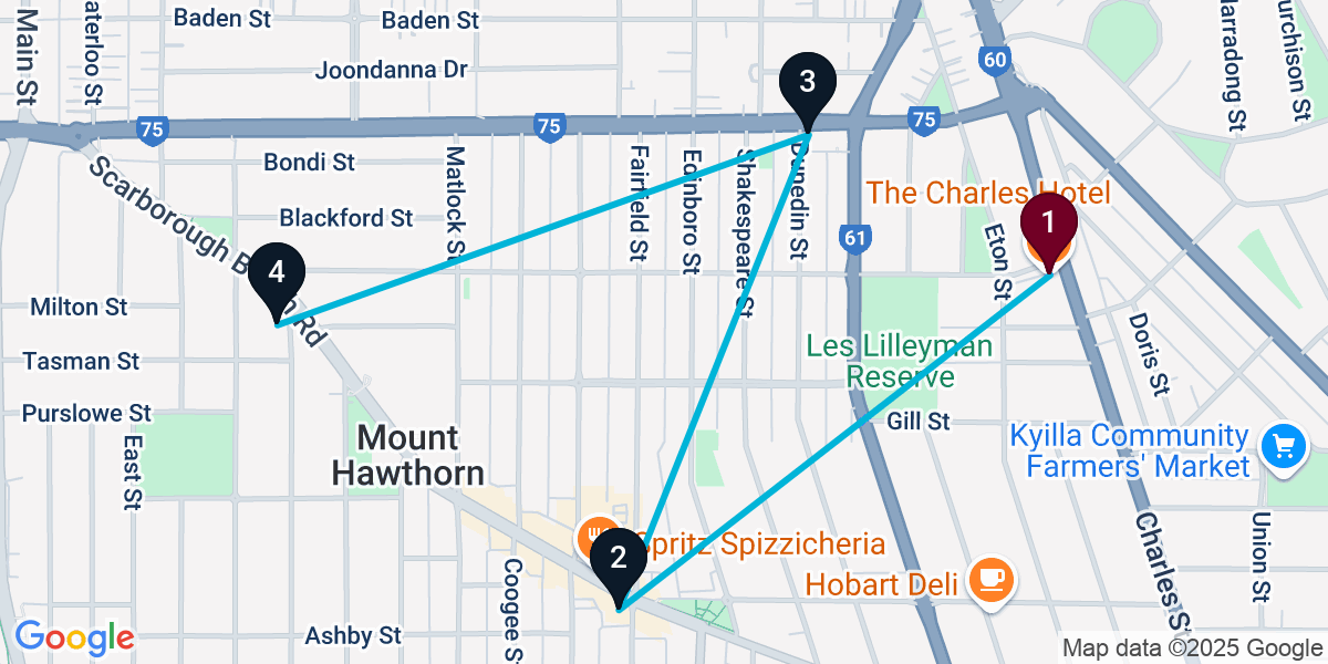 Map for 4-Stop North Perth Live music Bar Crawl