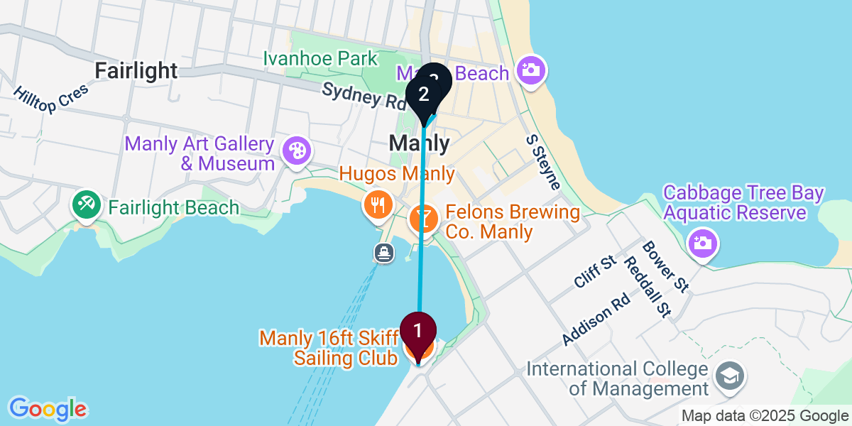 Map for 3-Stop Manly Dive bar Bar Crawl