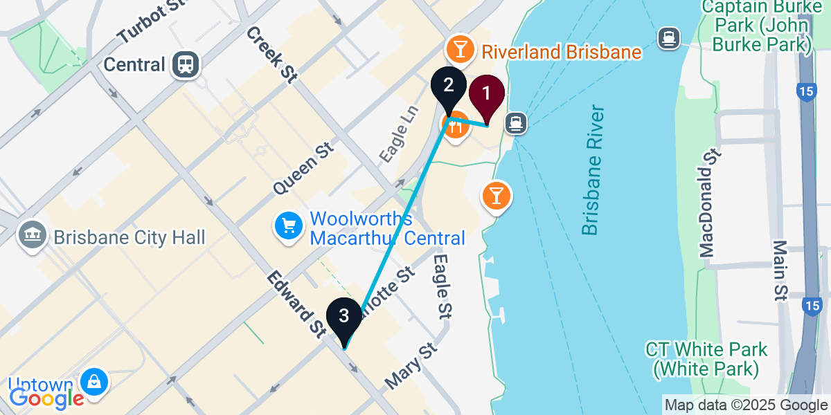 Map for Brisbane City Pub Crawl