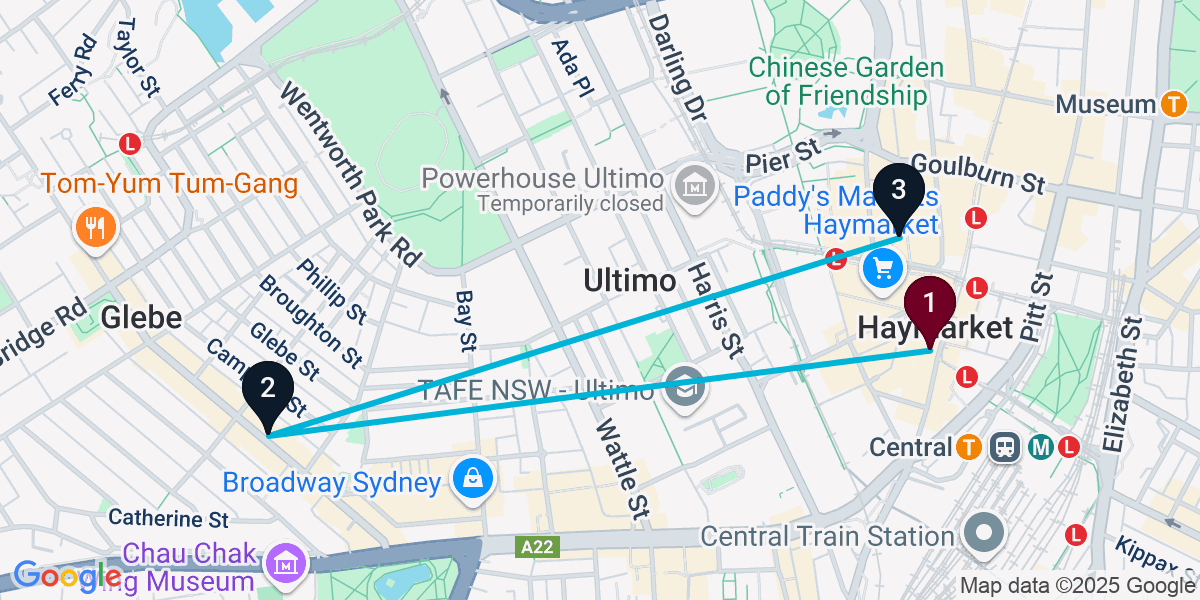 Map for 3-Stop Haymarket Bar Crawl