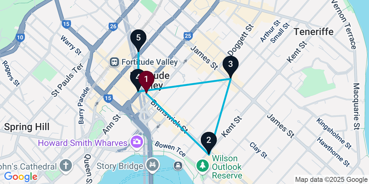 Map for Ultimate Fortitude Valley Pub Crawl