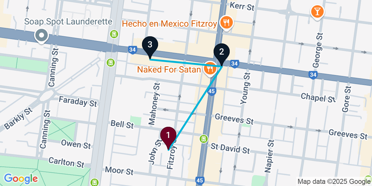Map for Fitzroy Bar Crawl