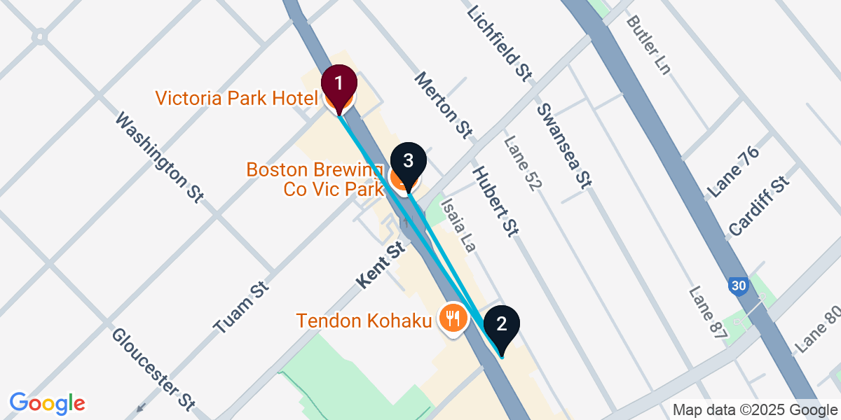 Map for 3-Stop Victoria Park Cocktail Bar Crawl