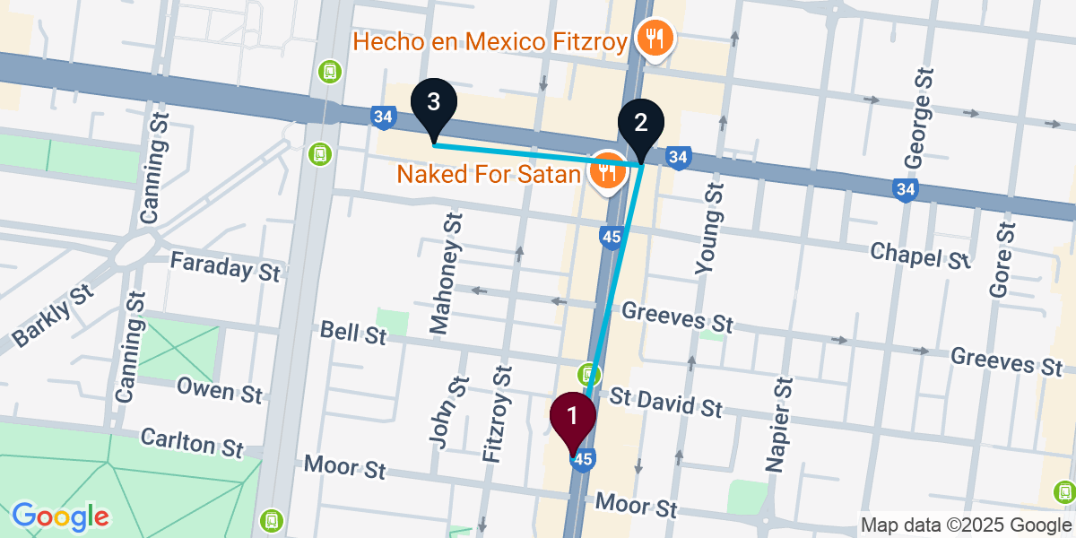Map for Fitzroy Bar Crawl