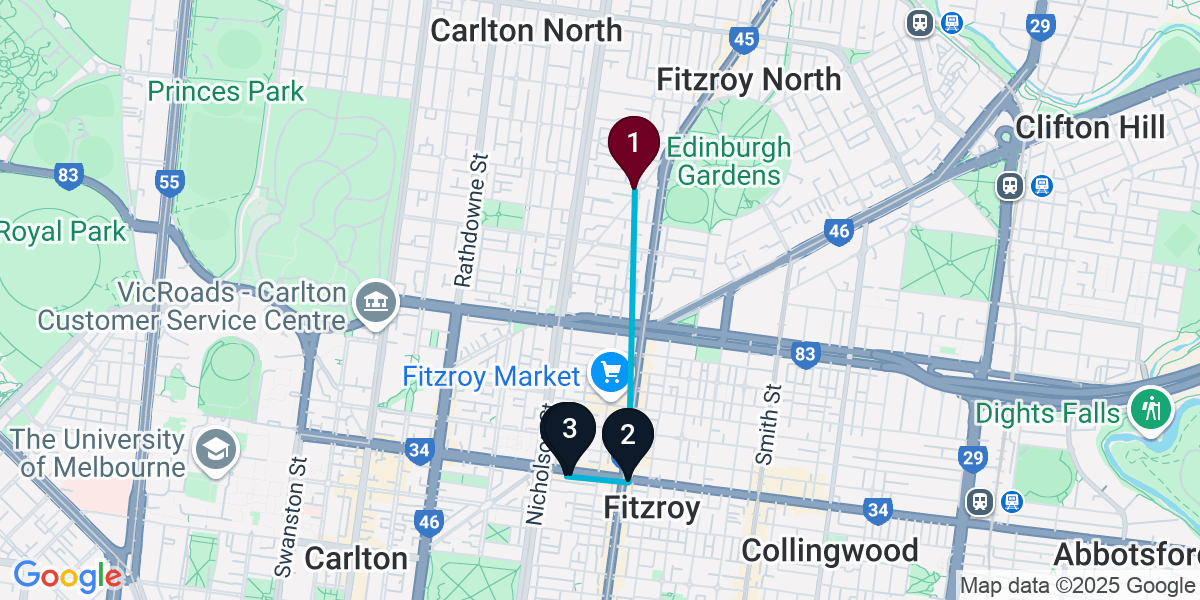 Map for Fitzroy Bar Crawl
