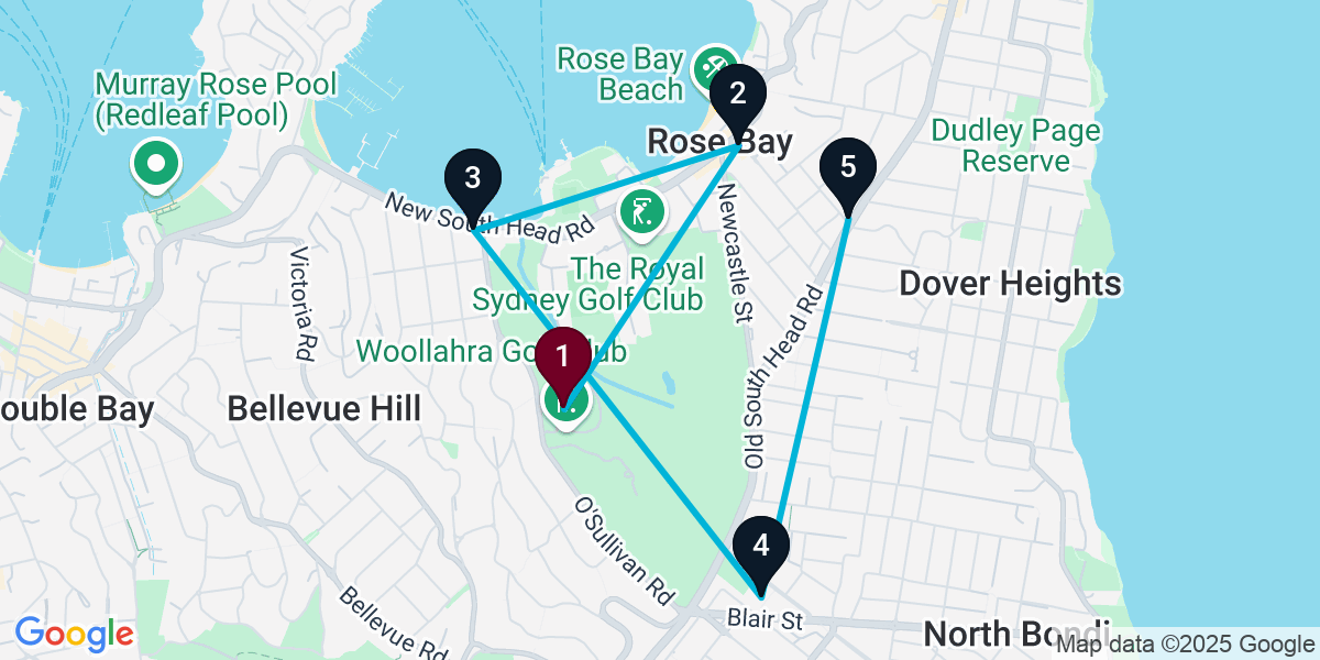 Map for 5-Stop Bellevue Hill Bar Crawl