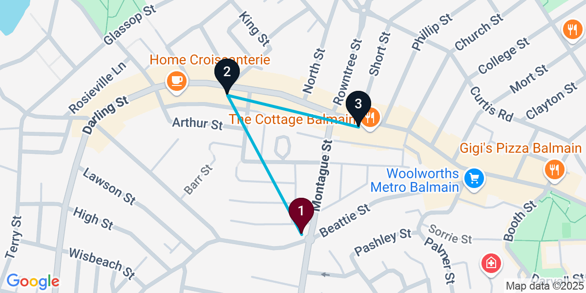 Map for 3-Stop Balmain Wine bar Bar Crawl
