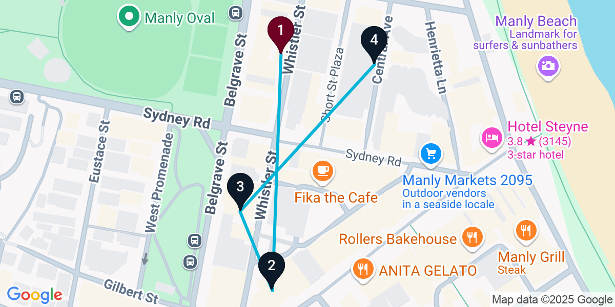 Map for 4-Stop Manly Wine bar Bar Crawl