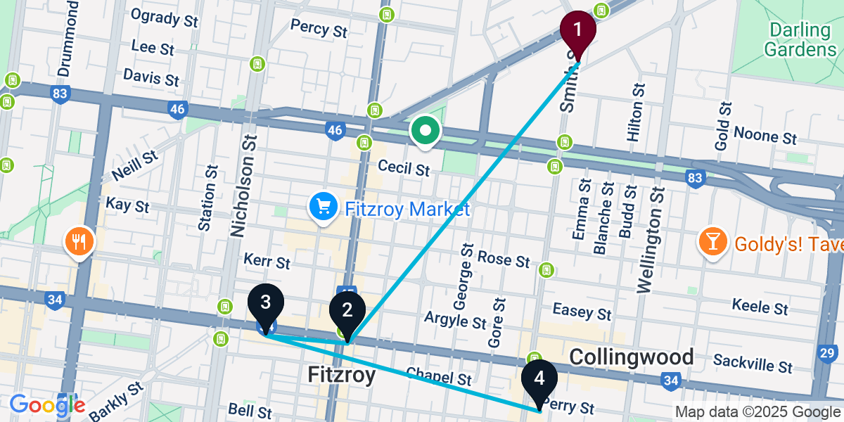 Map for Fitzroy Bar Crawl