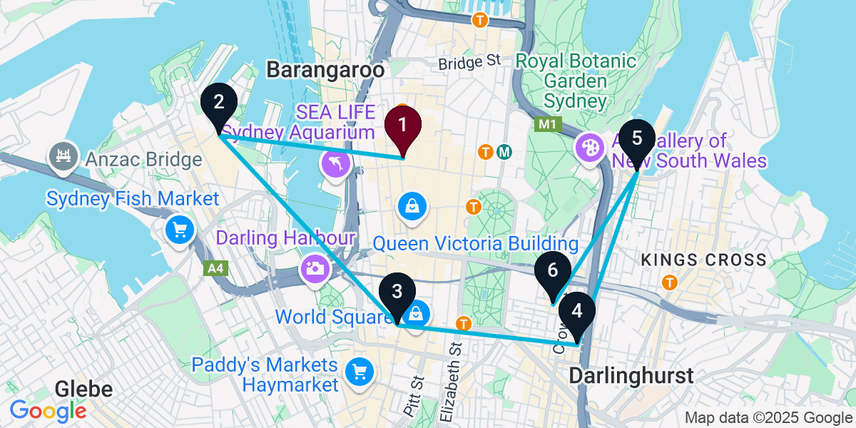 Map for 6-Stop Sydney Sports bar Bar Crawl