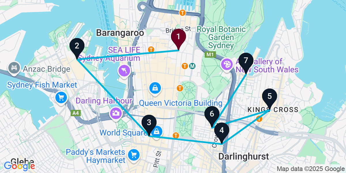 Map for 7-Stop Sydney Sports bar Bar Crawl