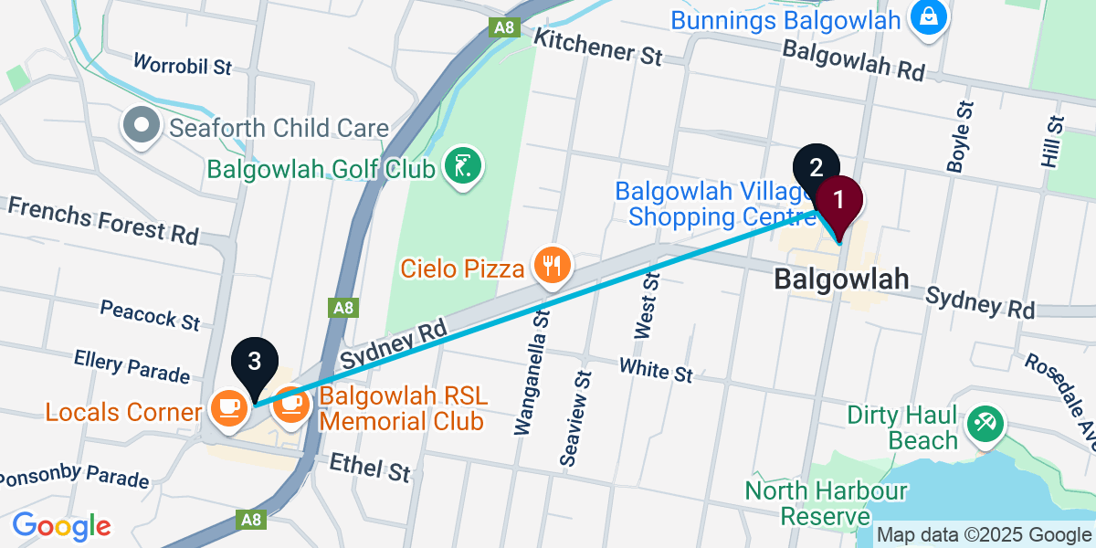 Map for 3-Stop Balgowlah Wine bar Bar Crawl