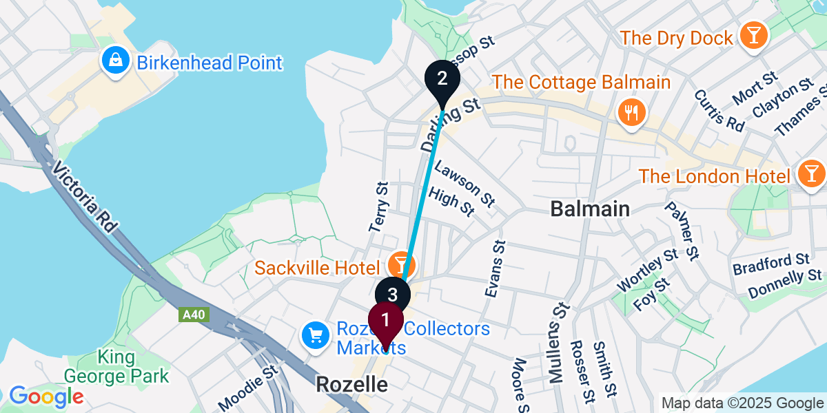 Map for 3-Stop Rozelle Wine bar Bar Crawl