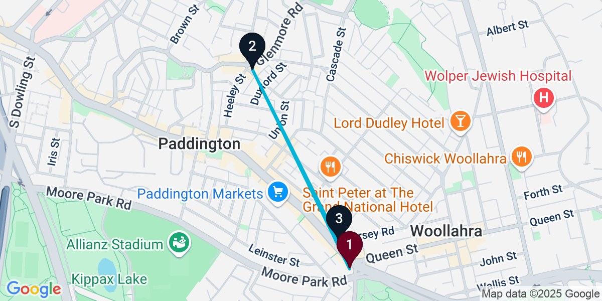 Map for 3-Stop Paddington Pub Bar Crawl