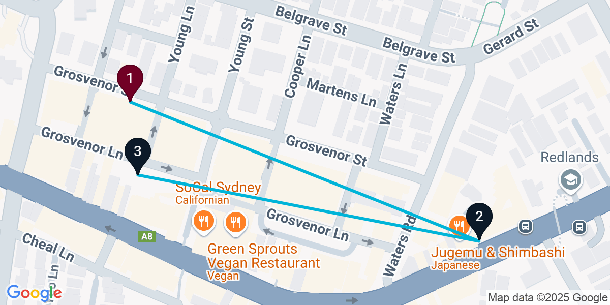 Map for 3-Stop Neutral Bay Live music Bar Crawl