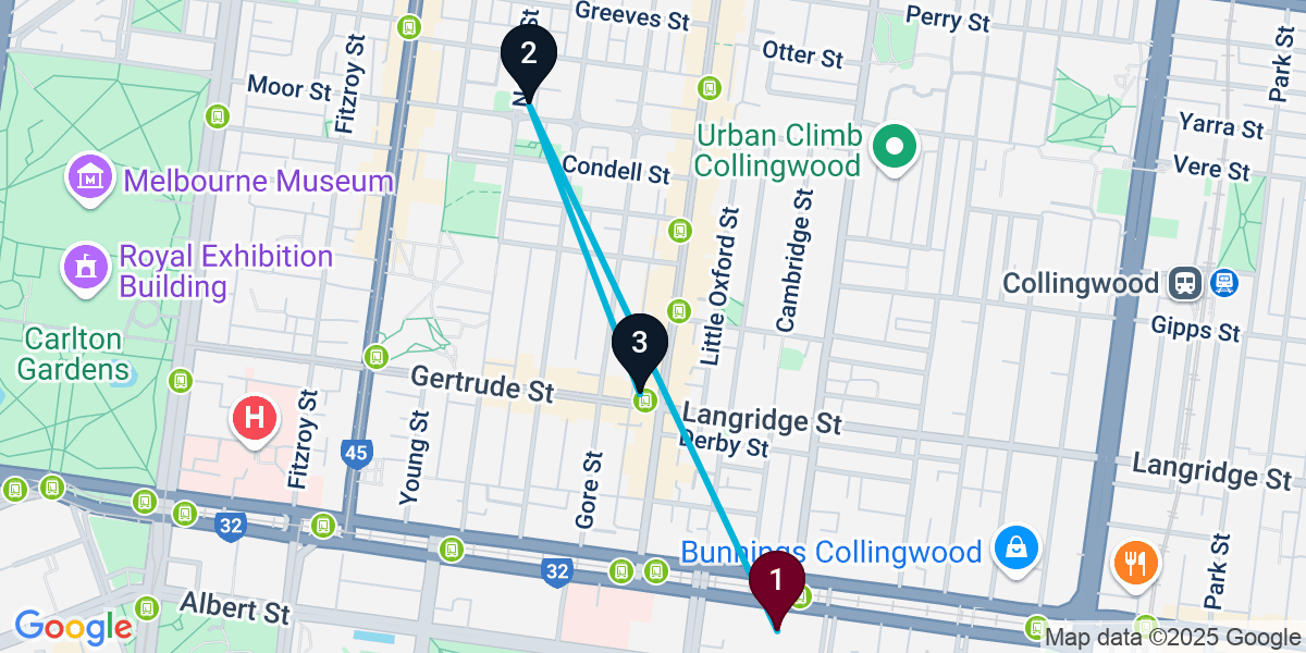 Map for Compact East Fitzroy Pub Crawl