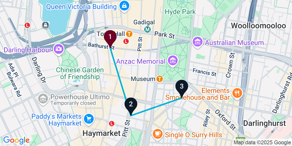 Map for 3-Stop Sydney Live music Bar Crawl