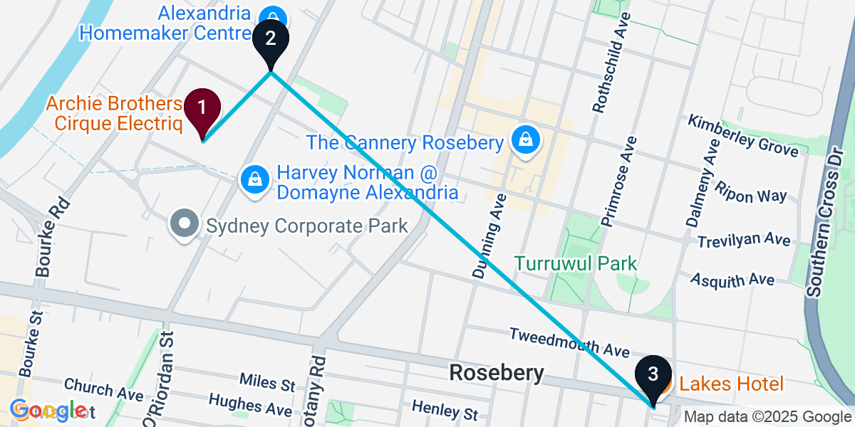 Map for 3-Stop Alexandria Nightclub Bar Crawl