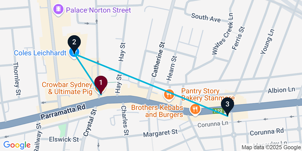 Map for 3-Stop Leichhardt Wine bar Bar Crawl