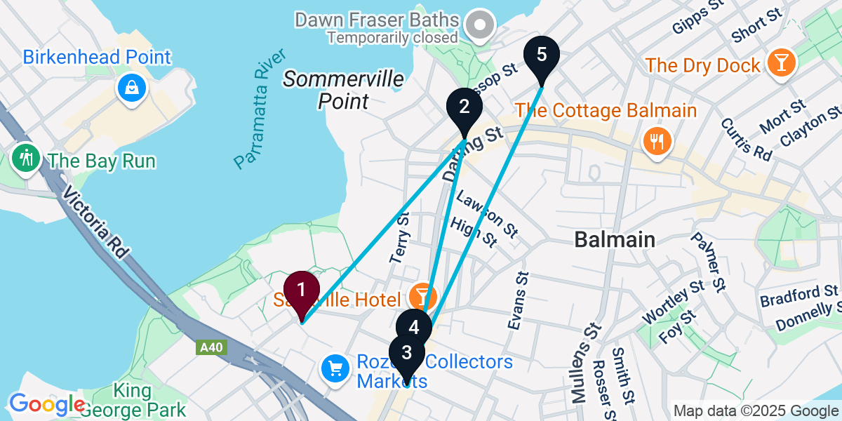 Map for 5-Stop Rozelle Wine bar Bar Crawl