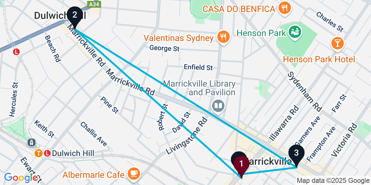 Map for 4-Stop Marrickville Wine bar Bar Crawl