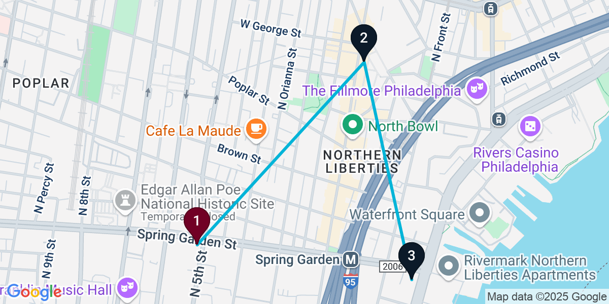 Map for Northern Liberties Cocktail Bar Crawl