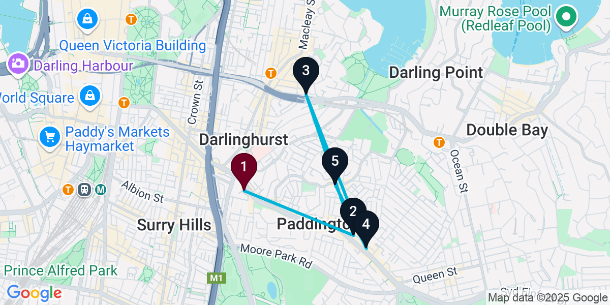 Map for 5-Stop Paddington Wine bar Bar Crawl