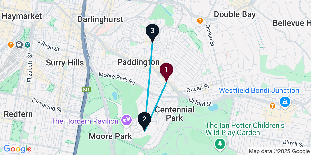 Map for 3-Stop Paddington Cocktail Bar Crawl