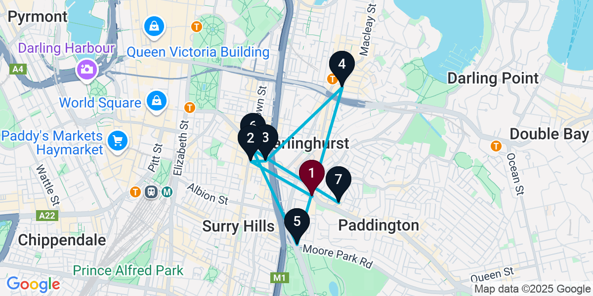 Map for 7-Stop Paddington Live music Bar Crawl