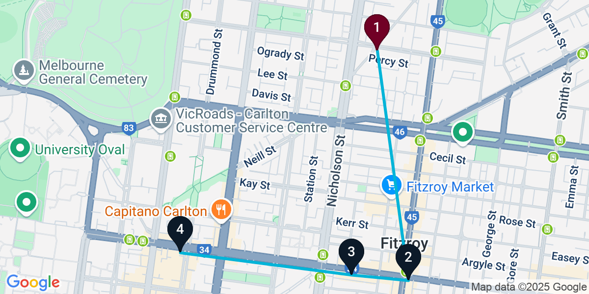 Map for Fitzroy Bar Crawl