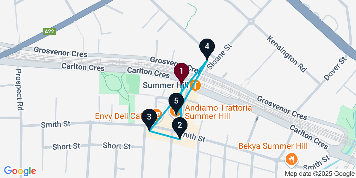 Map for 5-Stop Summer Hill Wine bar Bar Crawl