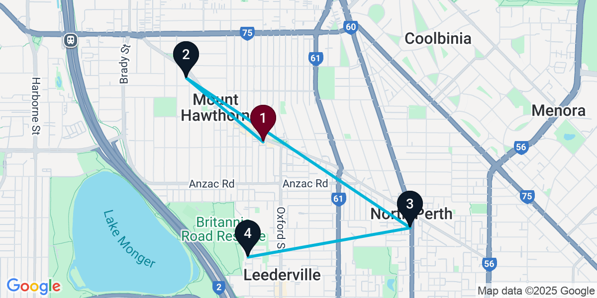 Map for 4-Stop Mount Hawthorn Nightclub Bar Crawl
