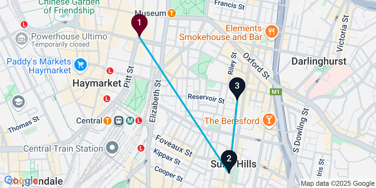 Map for 3-Stop Sydney Wine bar Bar Crawl