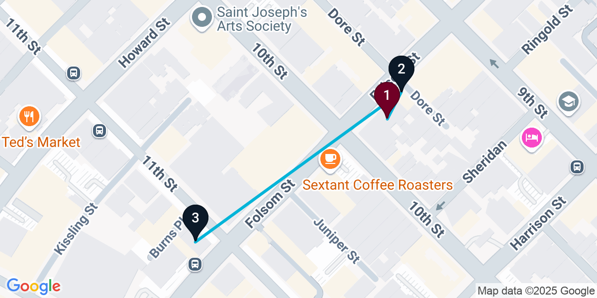 Map for 3-Stop San Francisco Cocktail Bar Crawl
