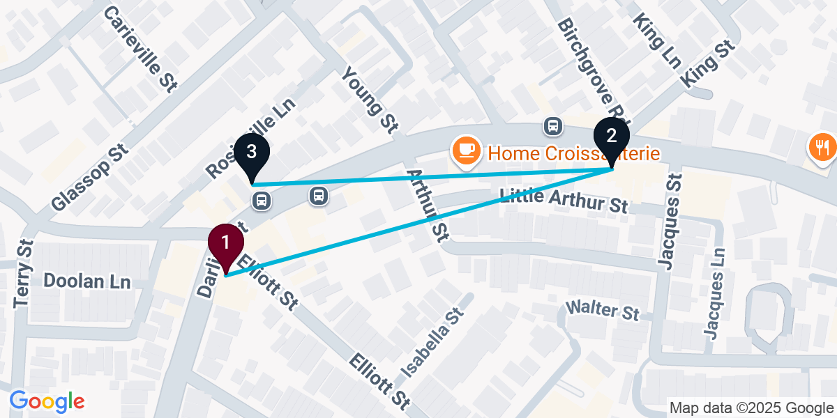 Map for 3-Stop Balmain Bar Crawl