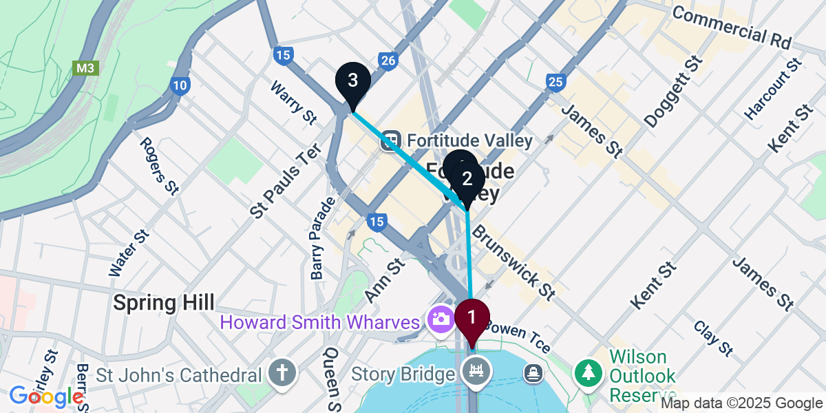 Map for Signature Fortitude Valley City Cocktail Bar Crawl