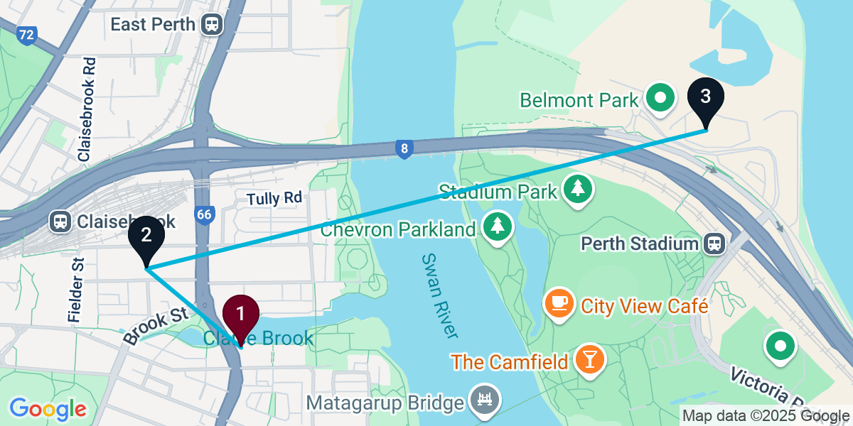 Map for 3-Stop East Perth Bar Crawl