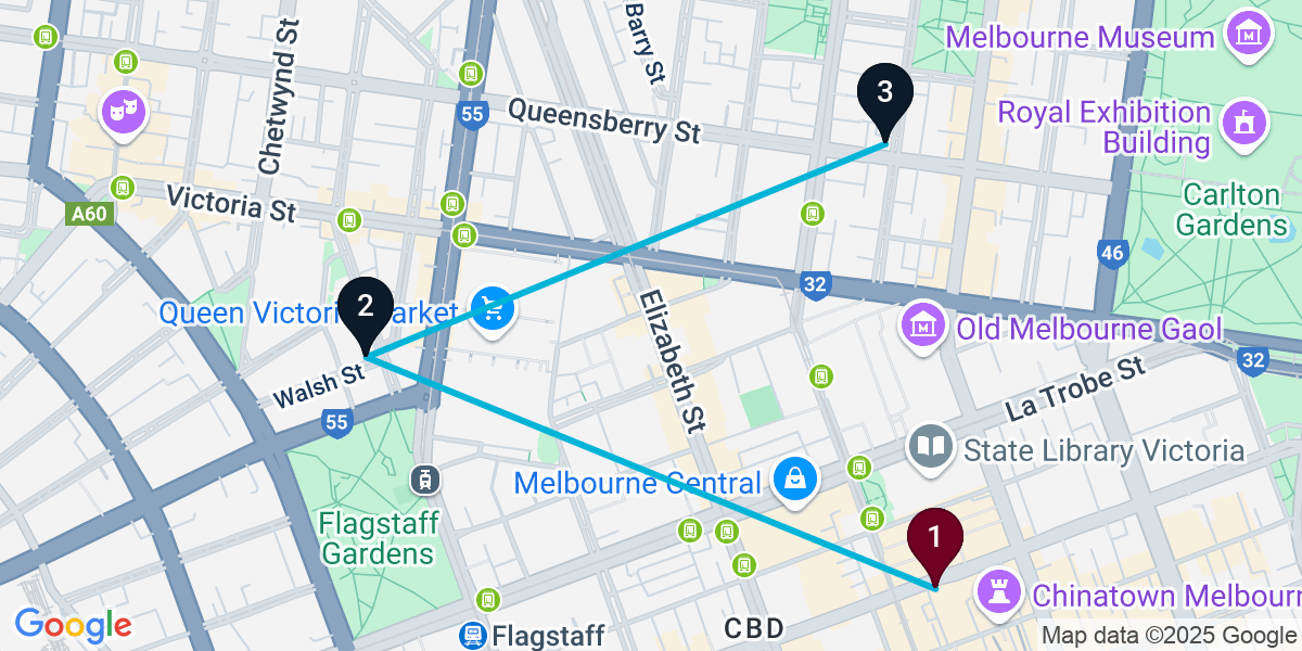 Map for Compact Melbourne Bar Crawl